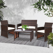 Load image into Gallery viewer, Gardeon Set of 4 Outdoor Wicker Chairs &amp; Table - Brown - Oceania Mart
