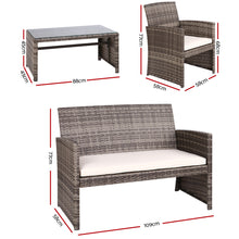 Load image into Gallery viewer, Gardeon Set of 4 Outdoor Wicker Chairs &amp; Table - Grey - Oceania Mart
