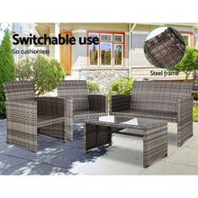 Load image into Gallery viewer, Gardeon Set of 4 Outdoor Wicker Chairs &amp; Table - Grey - Oceania Mart
