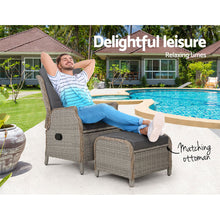 Load image into Gallery viewer, Gardeon Recliner Chair Sun lounge Outdoor Setting Patio Furniture Wicker Sofa
