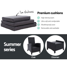 Load image into Gallery viewer, Sun lounge Recliner Chair Wicker Lounger Sofa Day Bed Outdoor Furniture Patio Garden Cushion Ottoman Black Gardeon
