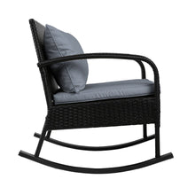 Load image into Gallery viewer, Gardeon Outdoor Furniture Rocking Chair Wicker Garden Patio Lounge Setting Black
