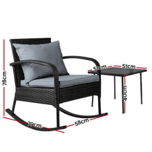 Load image into Gallery viewer, Gardeon Wicker Rocking Chairs Table Set Outdoor Setting Recliner Patio Furniture
