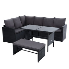 Load image into Gallery viewer, Gardeon Outdoor Furniture Dining Setting Sofa Set Lounge Wicker 8 Seater Black
