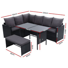 Load image into Gallery viewer, Gardeon Outdoor Furniture Dining Setting Sofa Set Lounge Wicker 8 Seater Black
