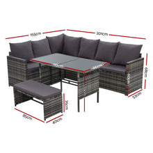 Load image into Gallery viewer, Gardeon Outdoor Furniture Dining Setting Sofa Set Lounge Wicker 8 Seater Mixed Grey
