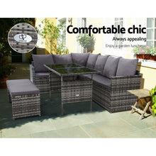 Load image into Gallery viewer, Gardeon Outdoor Furniture Dining Setting Sofa Set Lounge Wicker 8 Seater Mixed Grey
