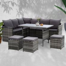 Load image into Gallery viewer, Gardeon Outdoor Furniture Dining Setting Sofa Set Lounge Wicker 9 Seater Mixed Grey
