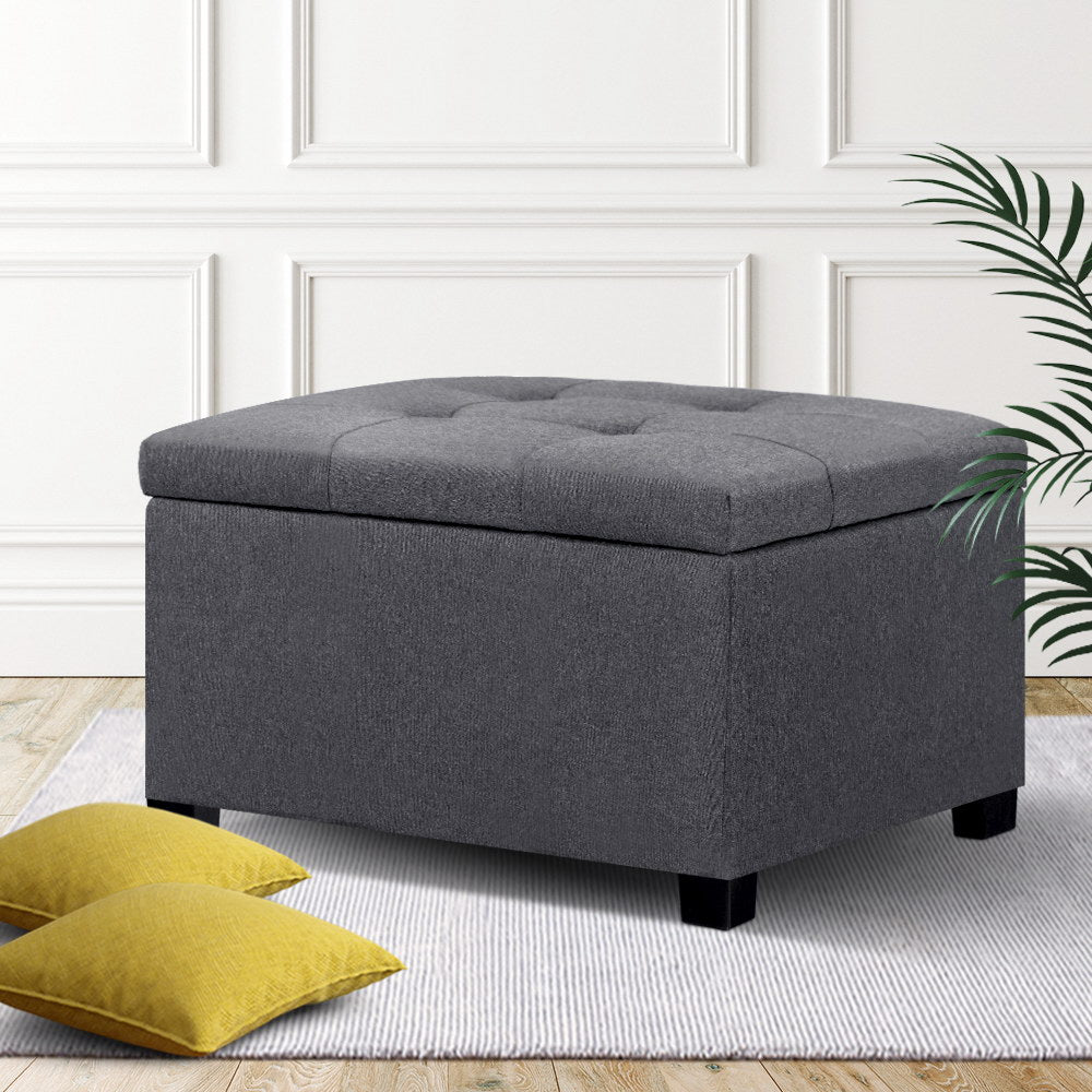Artiss Storage Ottoman Blanket Box Linen Foot Stool Chest Couch Bench Toy Rest
