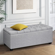 Load image into Gallery viewer, Artiss Blanket Box Storage Ottoman Fabric Foot Stool Grey
