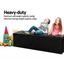 Load image into Gallery viewer, Storage Ottoman Blanket Box Black LARGE Leather Rest Chest Toy Foot Stool
