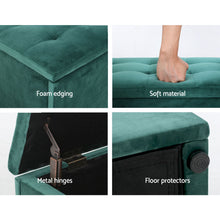 Load image into Gallery viewer, Storage Ottoman Blanket Box Velvet Foot Stool Rest Chest Couch Green
