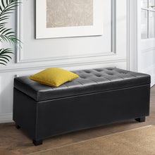 Load image into Gallery viewer, PU Leather Storage Ottoman - Black By Artiss
