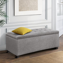 Load image into Gallery viewer, Large Fabric Storage Ottoman - Light Grey
