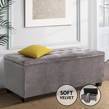 Load image into Gallery viewer, Artiss Storage Ottoman Blanket Box Velvet Foot Stool Rest Chest Couch Toy Grey
