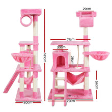 Load image into Gallery viewer, i.Pet Cat Tree 141cm Trees Scratching Post Scratcher Tower Condo House Furniture Wood Pink
