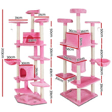 Load image into Gallery viewer, i.Pet Cat Tree 203cm Trees Scratching Post Scratcher Tower Condo House Furniture Wood Pink
