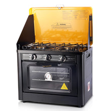 Load image into Gallery viewer, Devanti 3 Burner Portable Oven - Black &amp; Yellow
