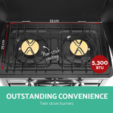 Load image into Gallery viewer, Devanti 3 Burner Portable Oven - Silver &amp; Black
