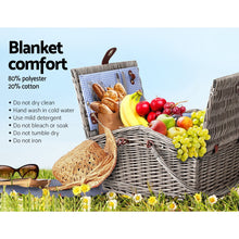 Load image into Gallery viewer, Alfresco Deluxe 4 Person Picnic Basket Baskets Outdoor Insulated Blanket - Oceania Mart
