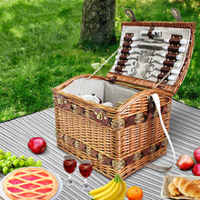 Load image into Gallery viewer, Alfresco 4 Person Picnic Basket Baskets Deluxe Outdoor Corporate Blanket Park - Oceania Mart
