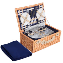 Load image into Gallery viewer, Alfresco 4 Person Picnic Basket Baskets Blue Deluxe Outdoor Corporate Blanket Park - Oceania Mart
