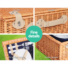 Load image into Gallery viewer, Alfresco 4 Person Picnic Basket Baskets Blue Deluxe Outdoor Corporate Blanket Park - Oceania Mart
