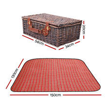 Load image into Gallery viewer, Alfresco 4 Person Picnic Basket Baskets Red Handle Outdoor Corporate Blanket Park - Oceania Mart
