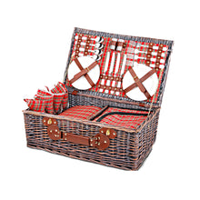 Load image into Gallery viewer, Alfresco 4 Person Picnic Basket Baskets Red Handle Outdoor Corporate Blanket Park - Oceania Mart
