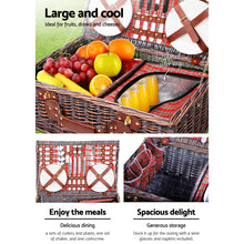 Load image into Gallery viewer, Alfresco 4 Person Picnic Basket Baskets Red Handle Outdoor Corporate Blanket Park - Oceania Mart
