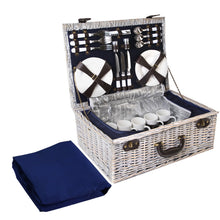 Load image into Gallery viewer, Alfresco 6-Person Picnic Basket Cooler Bag Wicker PU Fastening Straps Plates - Oceania Mart

