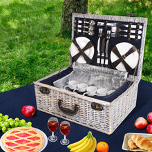 Load image into Gallery viewer, Alfresco 6-Person Picnic Basket Cooler Bag Wicker PU Fastening Straps Plates - Oceania Mart
