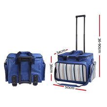 Load image into Gallery viewer, Alfresco 6 Person Picnic Bag Trolley Set - Blue - Oceania Mart
