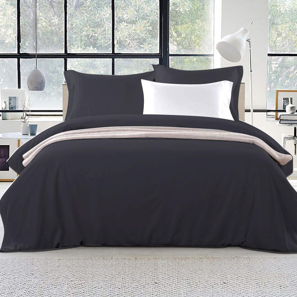 Giselle Bedding Queen Size Classic Quilt Cover Set - Black