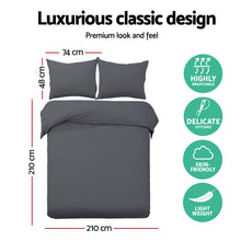 Load image into Gallery viewer, Giselle Bedding Queen Size Classic Quilt Cover Set - Charcoal
