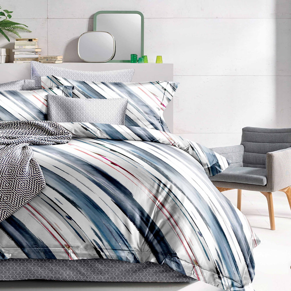 Giselle Bedding Quilt Cover Set King Bed Doona Duvet Reversible Sets Stripe Pattern
