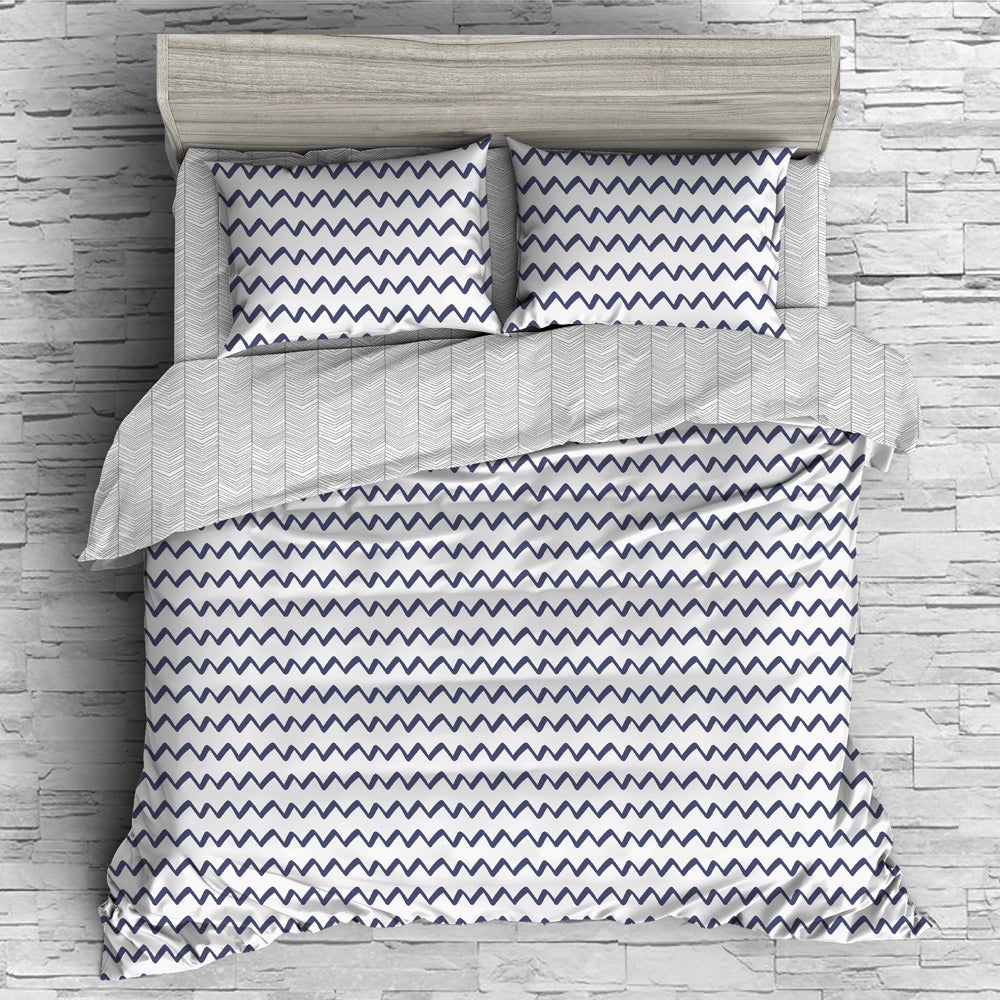 Giselle Bedding Quilt Cover Set Queen Bed Doona Duvet Reversible Sets Wave Pattern Black White