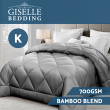 Load image into Gallery viewer, Giselle Bamboo Microfibre Microfiber Quilt 700GSM King Doona All Season Grey
