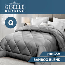 Load image into Gallery viewer, Giselle Bamboo Microfibre Microfiber Quilt Queen 700GSM Doona All Season Grey
