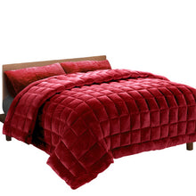 Load image into Gallery viewer, Giselle Bedding Faux Mink Quilt Comforter Throw Blanket Winter Burgundy Queen - Oceania Mart
