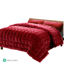 Load image into Gallery viewer, Giselle Bedding Faux Mink Quilt Comforter Throw Blanket Winter Burgundy Queen - Oceania Mart
