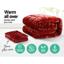 Load image into Gallery viewer, Giselle Bedding Faux Mink Quilt Comforter Throw Blanket Winter Burgundy Queen - Oceania Mart
