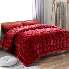 Load image into Gallery viewer, Giselle Bedding Faux Mink Quilt Comforter Throw Blanket Winter Burgundy Queen - Oceania Mart
