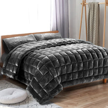 Load image into Gallery viewer, Giselle Bedding Faux Mink Quilt Queen Size Charcoal
