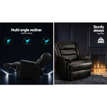 Load image into Gallery viewer, Artiss Recliner Chair Armchair Luxury Single Lounge Sofa Couch Leather Black
