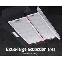 Load image into Gallery viewer, Devanti Rangehood Range Hood Stainless Steel Slide Out Kitchen Canopy 60cm 600mm Black
