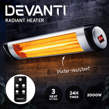 Load image into Gallery viewer, Devanti Electric Radiant Heater Patio Strip Heaters Infrared Indoor Outdoor Patio Remote Control 2000W - Oceania Mart
