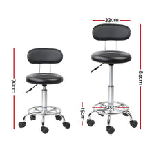 Load image into Gallery viewer, Artiss set of 2 Salon Stool Swivel Chair Backrest Barber Hairdressing Hydraulic Height
