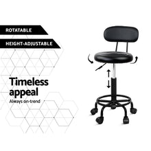 Load image into Gallery viewer, Artiss Set of 2 Salon Stools Saddle Swivel Stool Chair with Back Beauty Hairdressing Black - Oceania Mart
