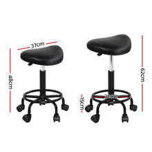 Load image into Gallery viewer, Artiss Salon Stool Black Swivel Barber SADDLE Hairdressing Bar Chairs Gas Lift
